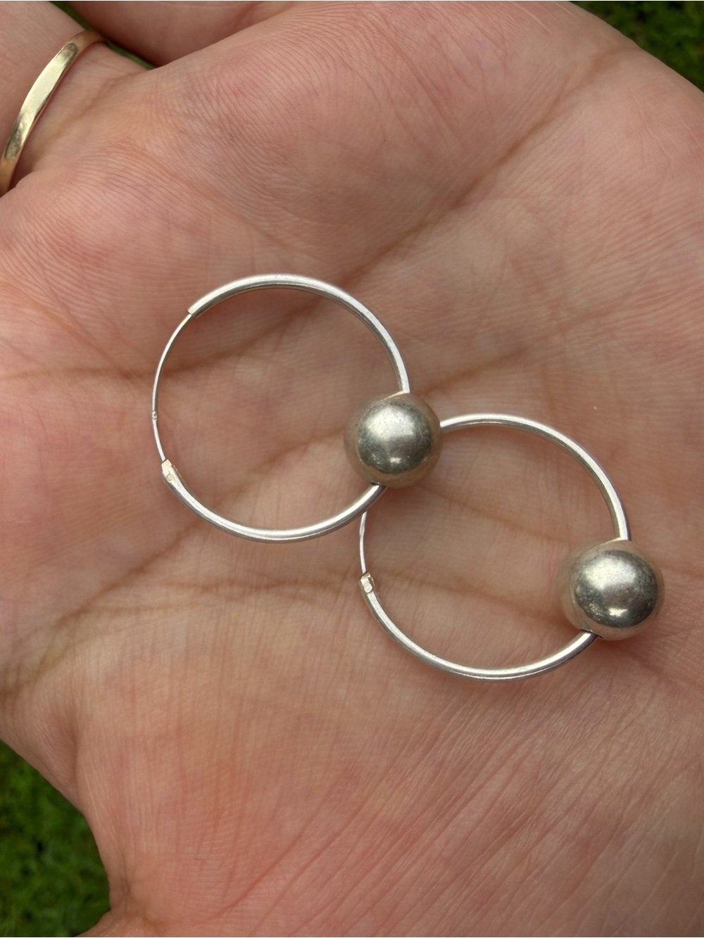 925 Steeling Silver Ball Hoop Earrings
